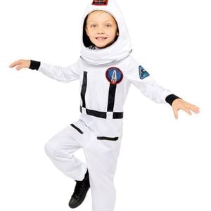 White Astronaut Jumpsuit Child Costume - 4-6, Unisex