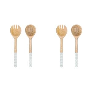 2x Ladelle Chelsea Mango Wood Salad Servers Spoon/Fork Kitchen Serving Set