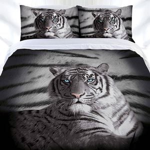Just Home Blue Eyes Stripes Tiger Quilt Cover Set Single