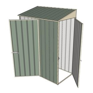 Build-a-Shed 0.8 x 1.5 x 2m Skillion Single Hinged Door Shed with Single Hinged Side Door - Green