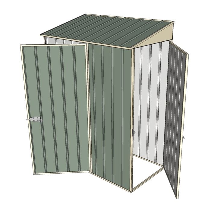 Build-a-Shed 0.8 x 1.5 x 2m Skillion Single Hinged Door Shed with Single Hinged Side Door - Green