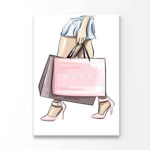 Luxury Pink Heels Fashion Art Print 100% Australian Made 50x75cm (Stretched Canvas)