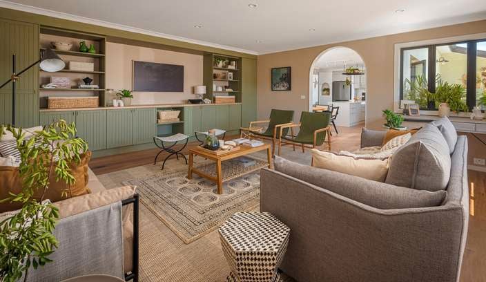 living room with couch and tables