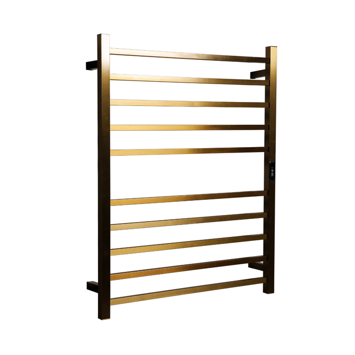 Hotwire 130W 900 x 700mm Gold 10 Bar Flat Square Heated Towel Rail with Timer