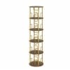Advwin 5 Tier Rotating Bookshelf Round Corner Standing Display Shelf Organizer Gold