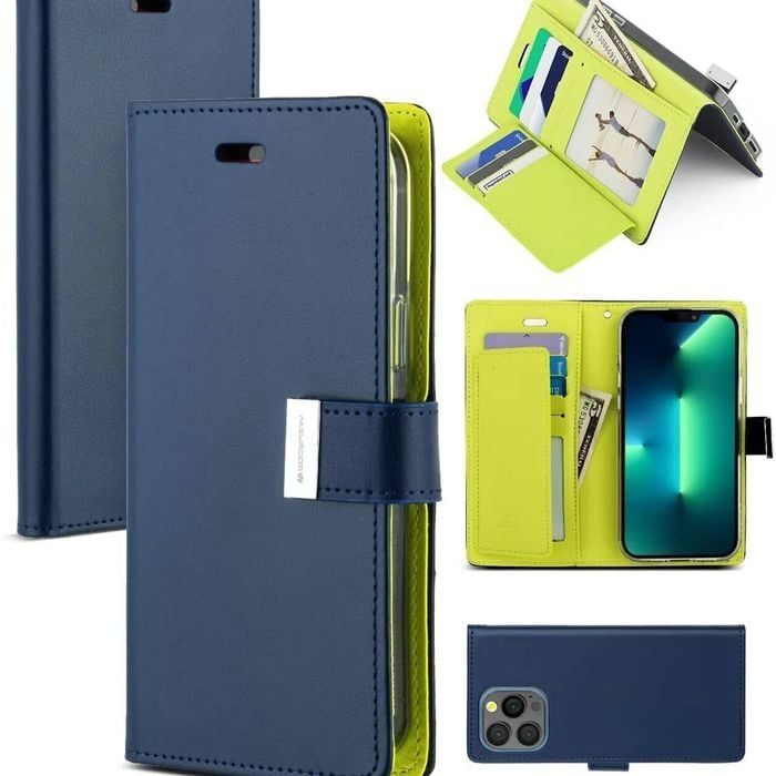 Goospery Rich Diary case for iPhone 15 - Navy