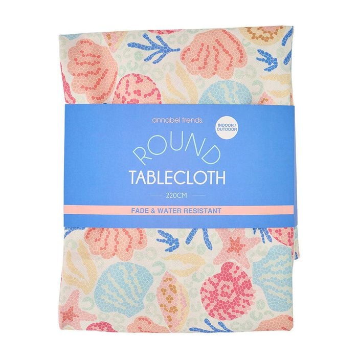 Annabel Trends  220cm Rnd Tablecloth Table Cover Shelly Beach