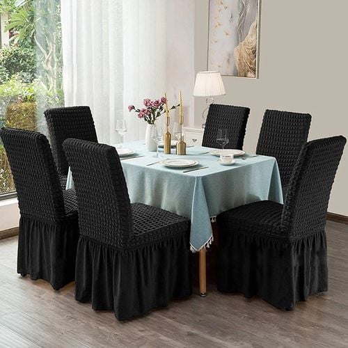SOGA Chair Cover Seat Protector with Ruffle Skirt Black Bunnings Australia