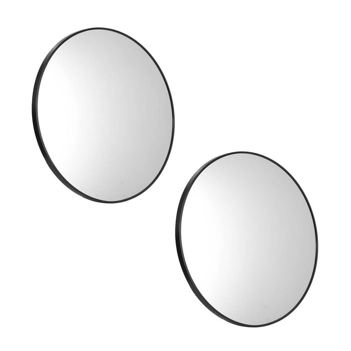Oikiture Wall Mirrors Round 80cm Black Set of 2 Home Decor