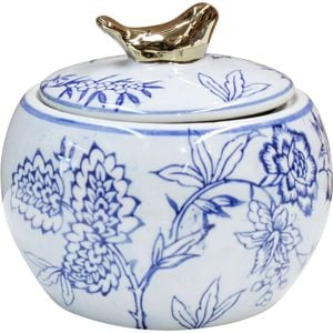 LVD Porcelain Jar Tabletop Home Decor 13cm Gold Bird Boho
