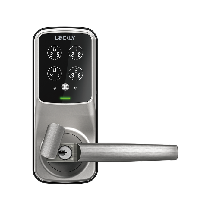 Lockly Satin Nickel Secure Pro Smart Lock Latch with 3D Fingerprint and Wi-Fi