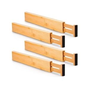 Carla Home 4 Pack Bamboo Adjustable Kitchen Drawer Dividers (large, 44-55 Cm)