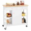 Costway Kitchen Island on Wheels Cabinet Dining Cart Table White