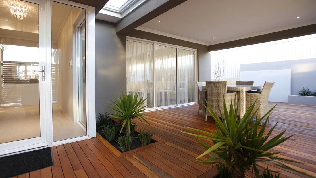 Deck with furniture and plants