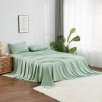 LINENOVA Pre Washed Microfiber Sheet Set - Double,Sage green