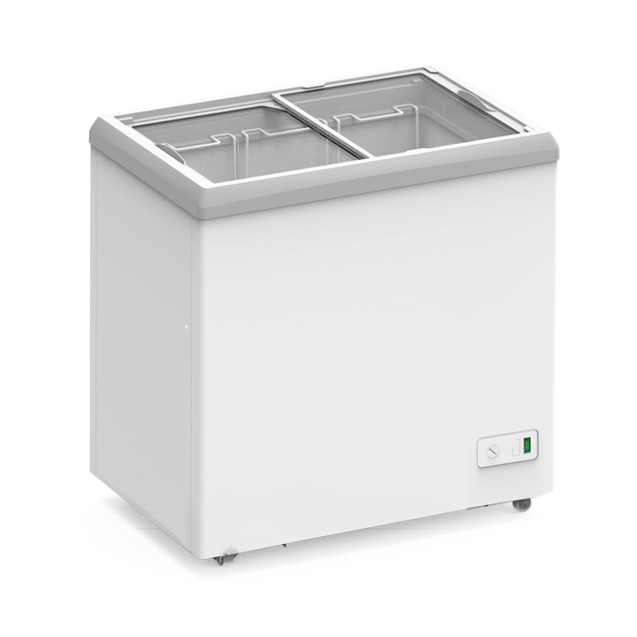 Exquisite Flat Glass Display Chest Freezers With 3 Baskets With Led