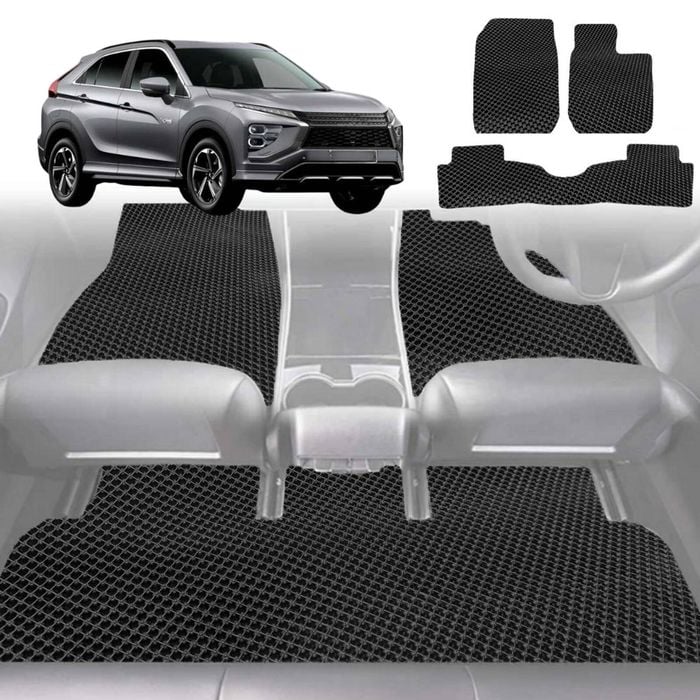6D Diamond Car Floor Mats for Mitsubishi Eclipse Cross 2017-Current-Full Set-Black-Outback GT