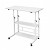 Rolling Desk Bed Sofa Side Table Height Adjustable with 3 Layer Storage
