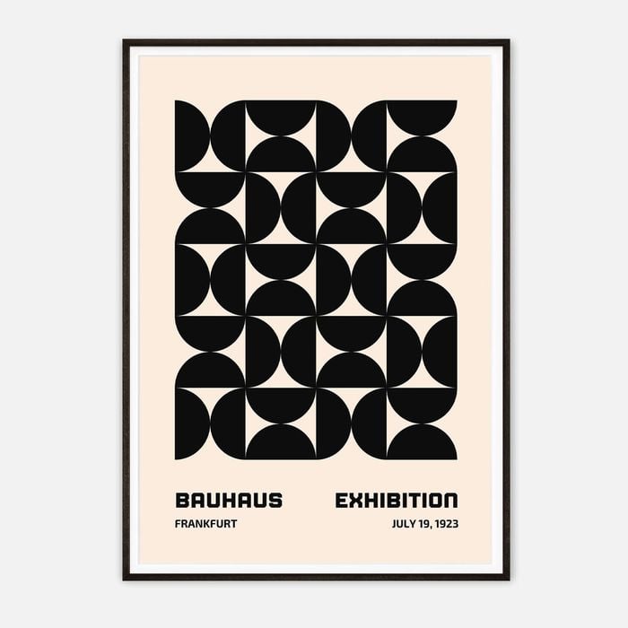 Galrie Bauhaus 1923 Exhibition Poster-Stunning Geometric Abstract Art Modern Print Decor, Black Frame, A1 60x 84cm (23 x 33inch)