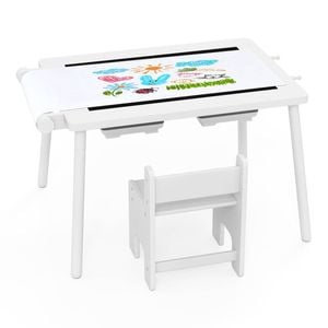 Costway Kids Activity Table & Chair Sand/water Sensory Set White
