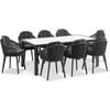 Alpine 8 Seater Rope and Aluminium Dining Table Chairs Setting Slate Grey