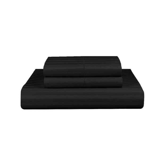 Dreamfields Queen Black 1000TC Microfibre 1cm Stripe Soft Quilt Doona Duvet Cover Set