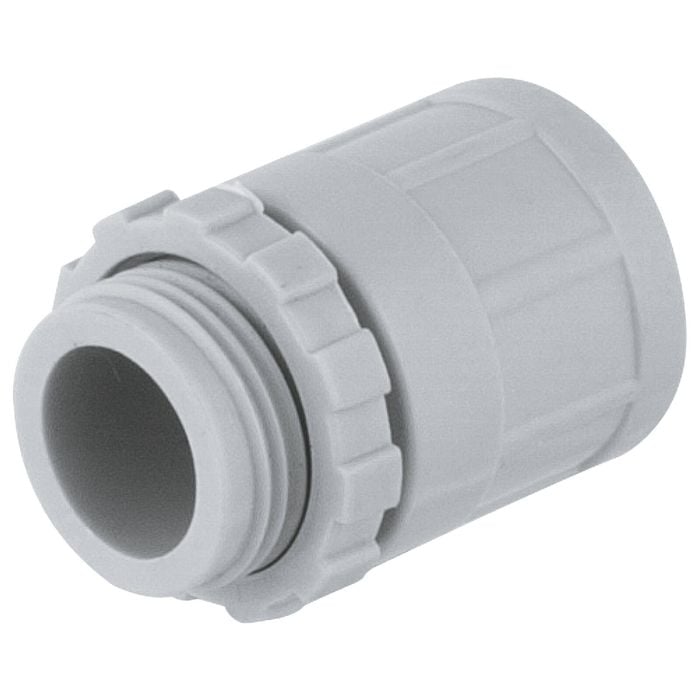 DETA 25mm Grey PVC Conduit Adaptor with Lock Ring - Single Pack