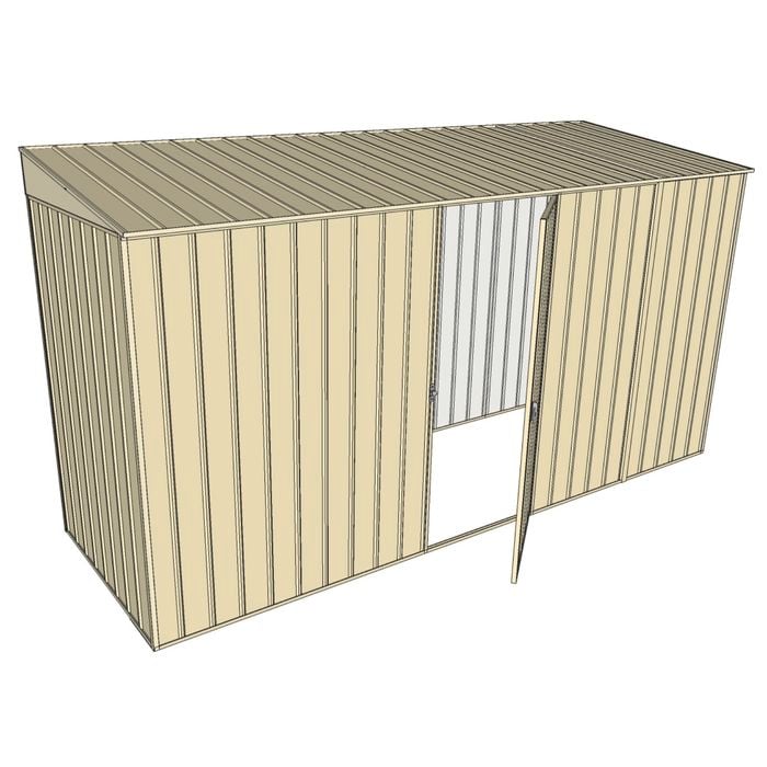 Build-A-Shed 1.2 x 3.7 x 2.0m Skillion Single Hinged Side Door Shed - Cream