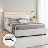 Artiss Bed Frame Queen Size LED Gas Lift White COLE