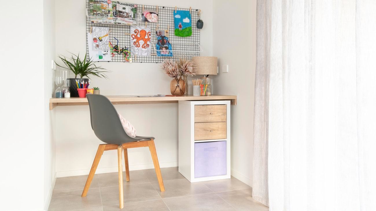 Craft station made from cube storage unit.