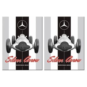 2PK Nostalgic Art Fridge Rectangle Magnet Mercedes Benz Silver Arrow 6x8cm