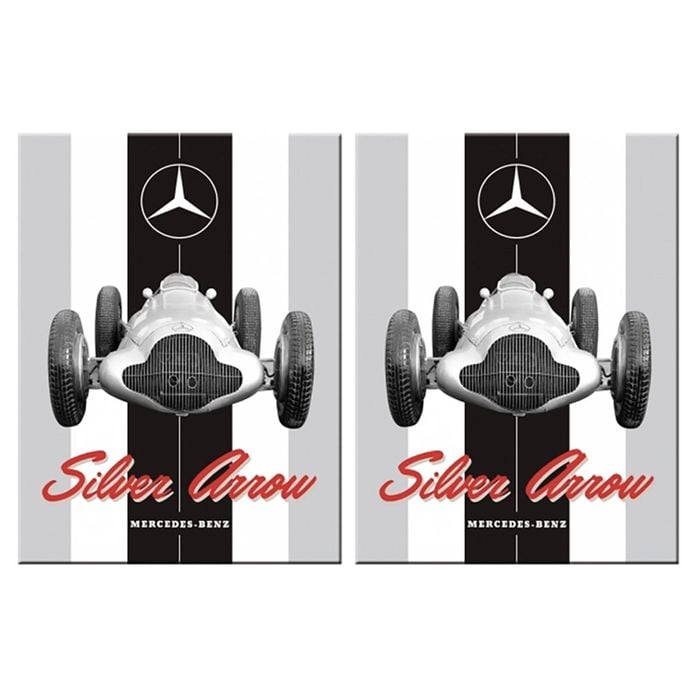 2PK Nostalgic Art Fridge Rectangle Magnet Mercedes Benz Silver Arrow 6x8cm