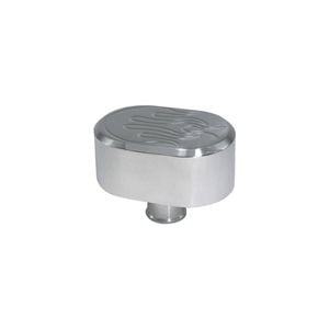 Cal Custom Polished Aluminium Oval Flame Top Push-In Breather Cap, NO PCV
