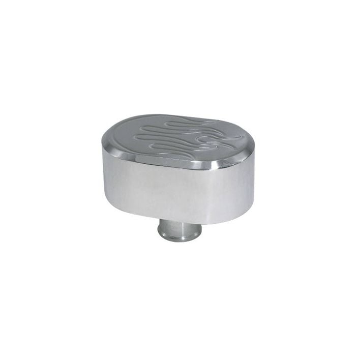 Cal Custom Polished Aluminium Oval Flame Top Push-In Breather Cap, NO PCV