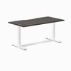 Desky Fixed Height Burnished Wood Scalloped Melamine Desk 150x75cm White Leg
