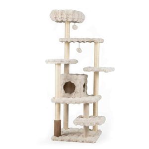 Costway Cat Tree Scratcher Furniture Tower Condo House-Beige