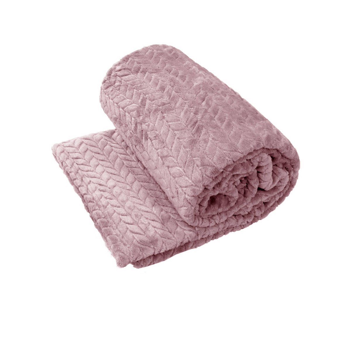180GSM Soft Popcorn Coral Fleece Throw Rug 127 x 152cm Baby Pink main image 0