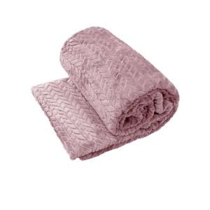 Home by Yatsal Herringbone Coral Fleece Blanket Throw Rug 150x200 cm Dusty Pink