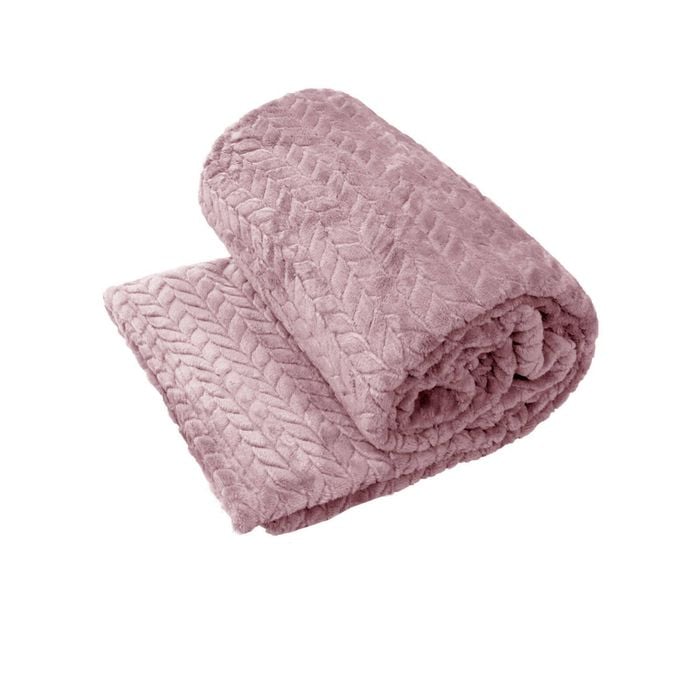 Home by Yatsal Herringbone Coral Fleece Blanket Throw Rug 150x200 cm Dusty Pink