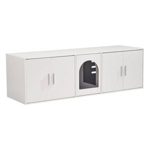 VEVOR Wooden Litter Box Furniture white for cat hidden