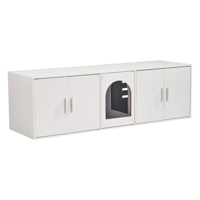VEVOR Wooden Litter Box Furniture white for cat hidden