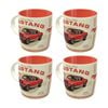 4x Nostalgic-art Ceramic Coffee Mug Ford Mustang Gt 1967 Red Design 330ml
