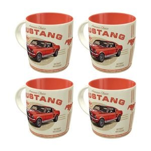 4x Nostalgic-art Ceramic Coffee Mug Ford Mustang Gt 1967 Red Design 330ml