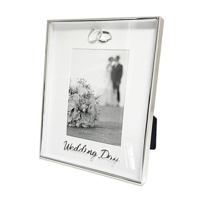Gibson Gifts Boxed Photo Frame Wedding Day 4x6 Silver Mdf Metal Glass