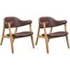 Angela Lounge Chair set of 2 - Dark Chocolate Upholstery and Natural Oak Frame