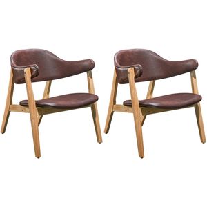 Angela Lounge Chair set of 2 - Dark Chocolate Upholstery and Natural Oak Frame