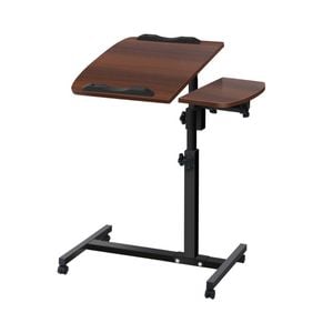 Adjustable Sit Stand Desk  Portable Wooden with Wheels - Walnut