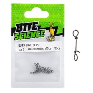 Bite Science Fast Attach Quick Clip Fishing Lure Snap 0  15lb (12pc)
