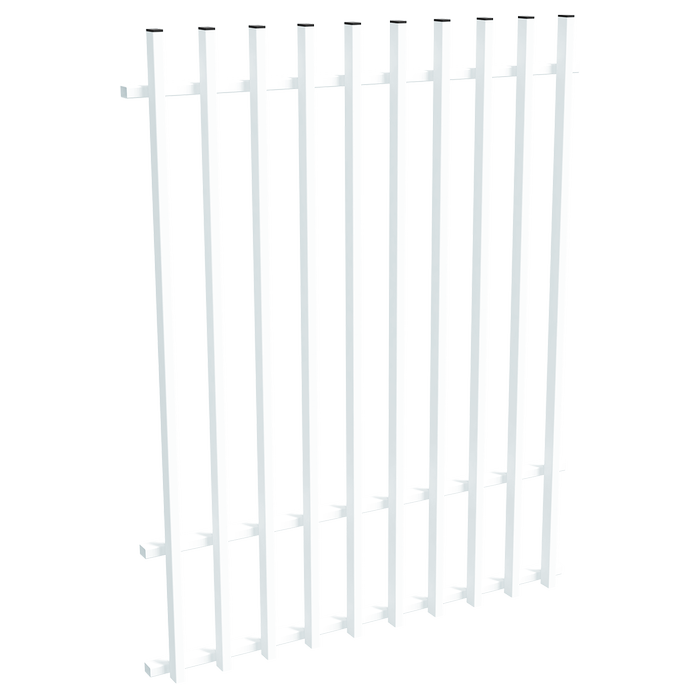 ProtectorAl 0350-1200W x 1500H Pearl White Aluminium Batten Pool Fence Panel with Mid Rail