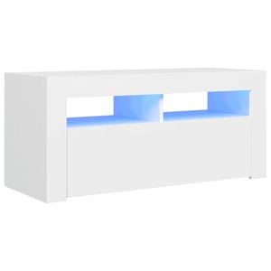vidaXL TV Cabinet with LED Lights White 90x35x40 cm Hifi Storage Stand Rack